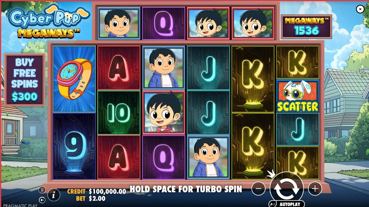 Cyber Pup Megaways futuristic slot interface